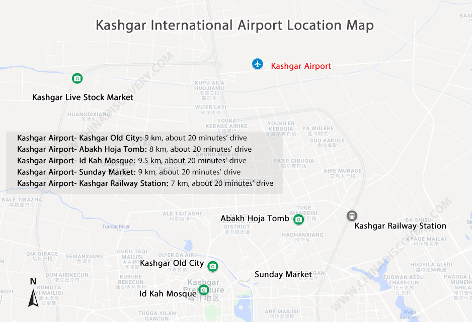 Kashgar International Airport Location