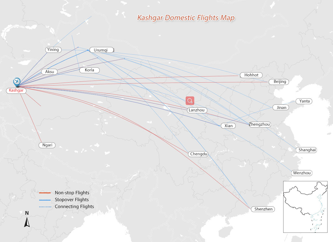 Kashgar Flights Map