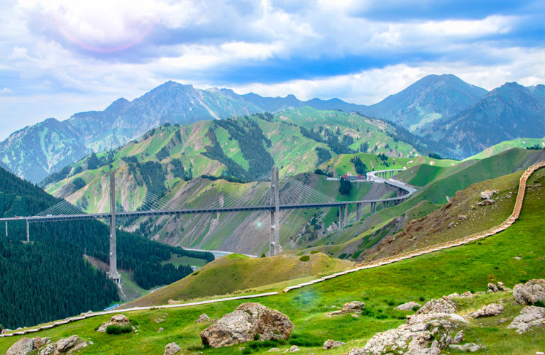 Guozigou Bridge Sayram Lake