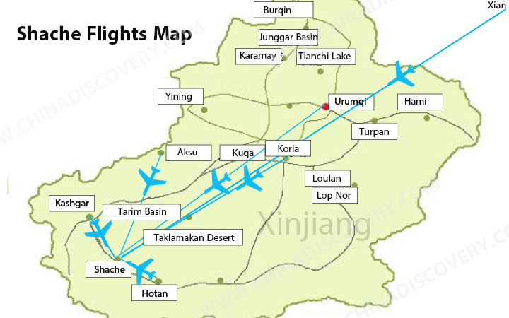 Shache Flights Map
