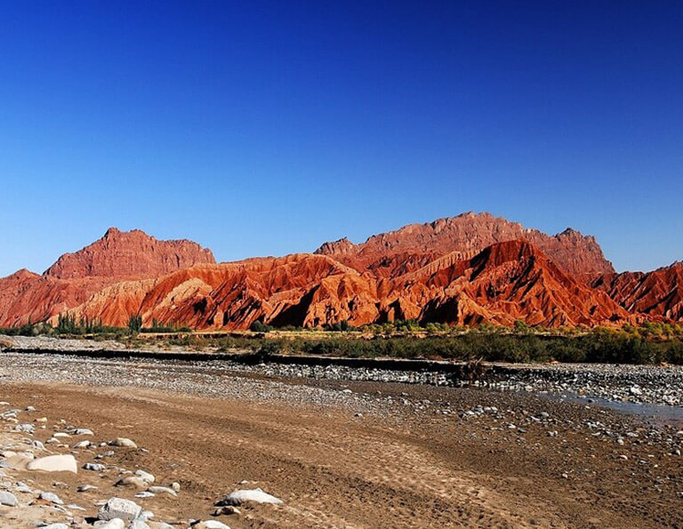 Danxia landscape along the road to Kuqa Grand Canyon