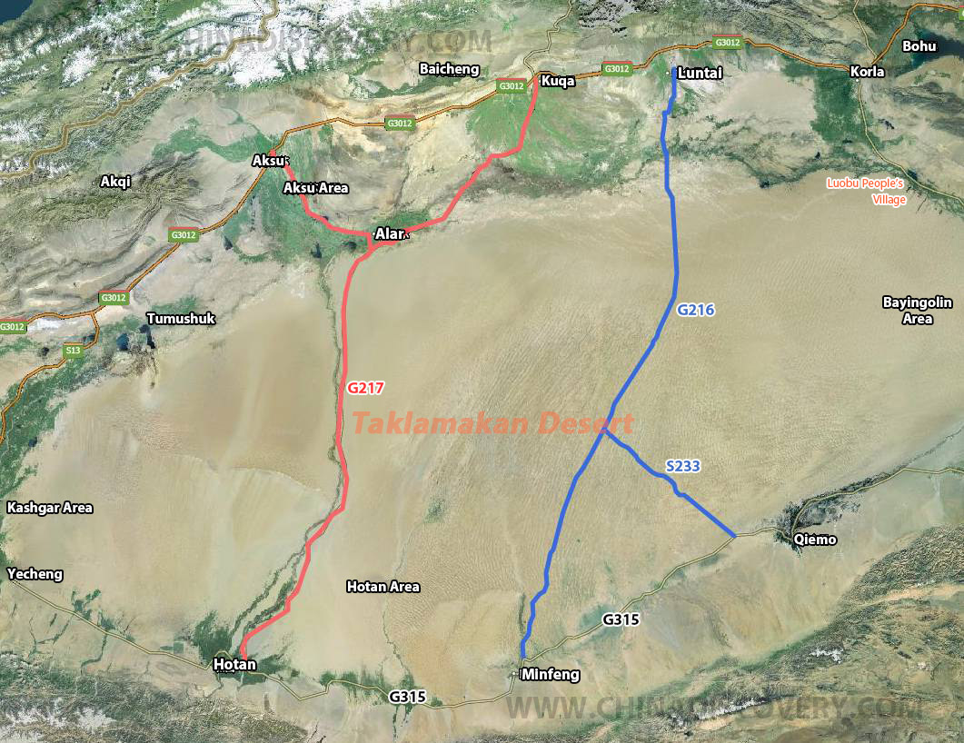 Taklamakan Desert Highway Map