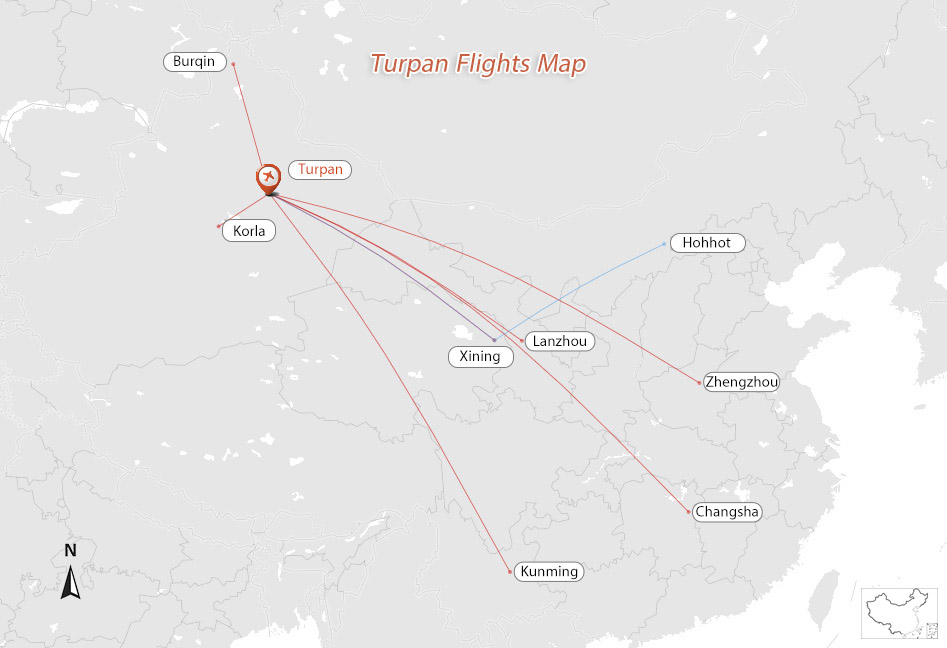 Turpan Flights Map
