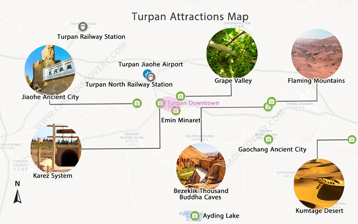 Turpan Attractions Map