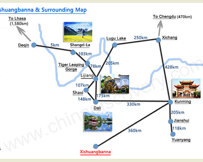 Xishuangbanna Surrounding Map