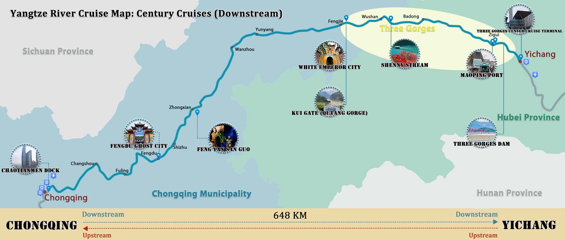 Map of Century Paragon's Itinerary