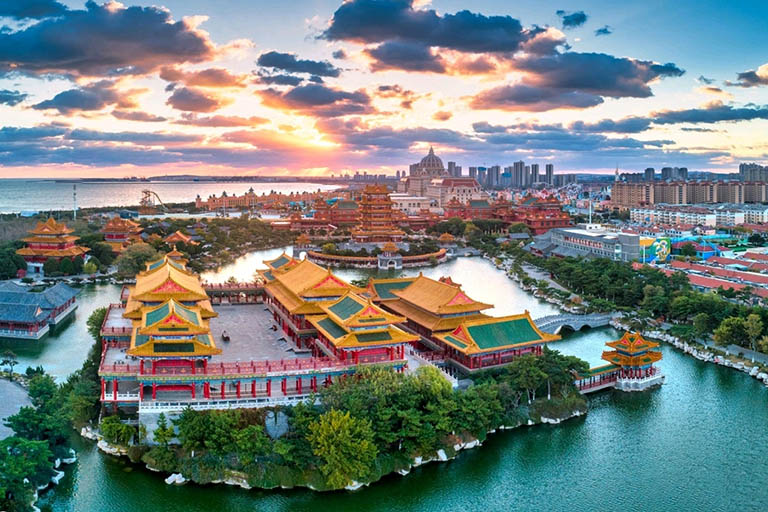 Full View of Penglai Pavilion Scenic Area Things to Do in Yantai