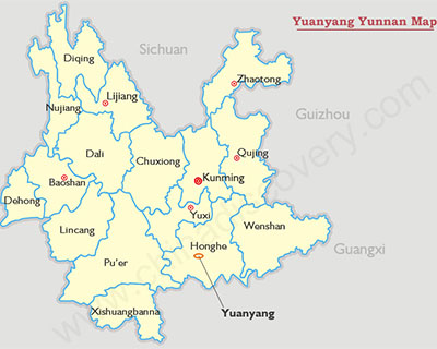 Yuanyang Yunnan Map