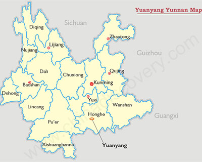Yuanyang Yunnan Map