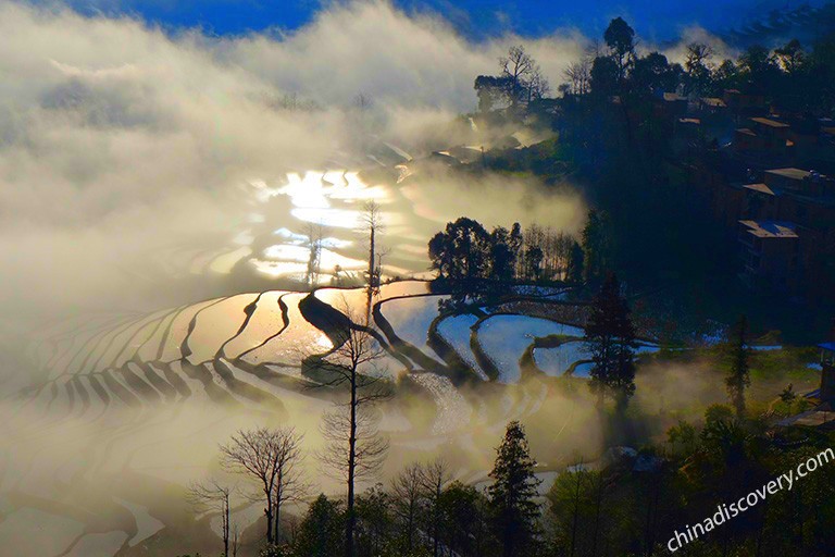 Magnificent sunrise Yuanyang Terraces photoed by our customer Olivia