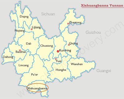 Xishuangbanna Yunnan Map