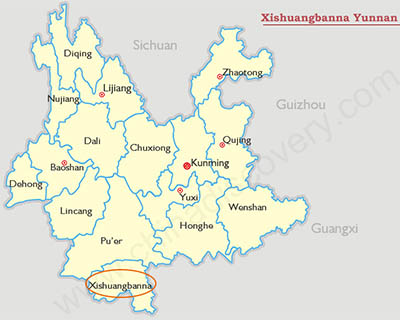 Xishuangbanna Yunnan Map