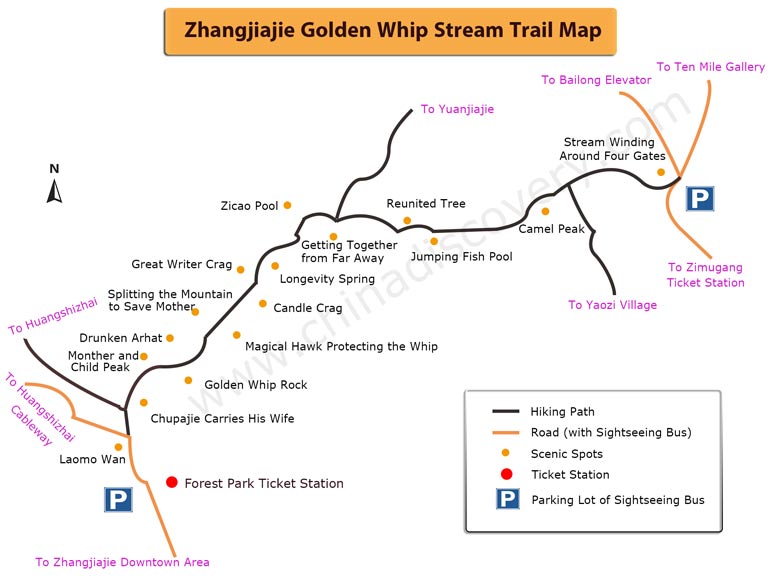 Zhangjiajie Golden Whip Stream Trail Map
