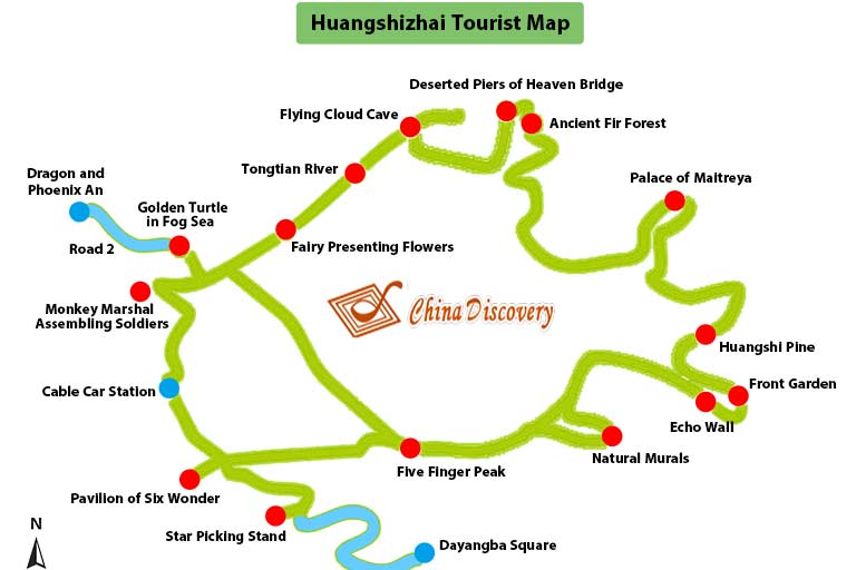 Huangshizhai Tourist Map