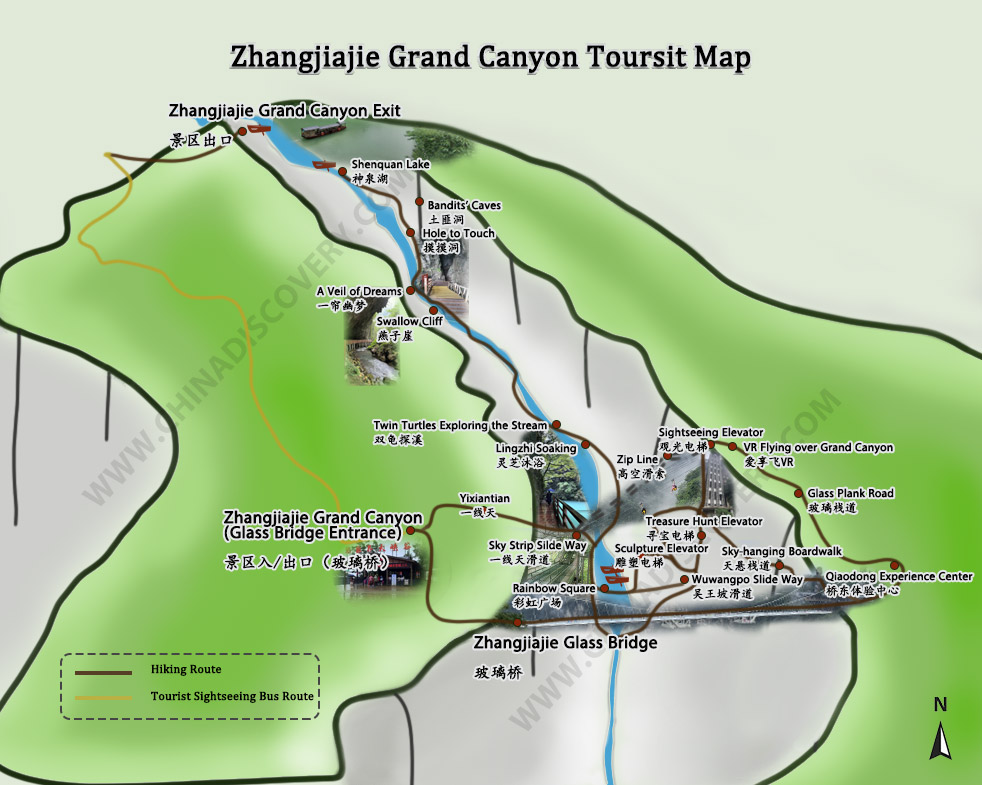 Zhangjiajie Grand Canyon Tourist Map