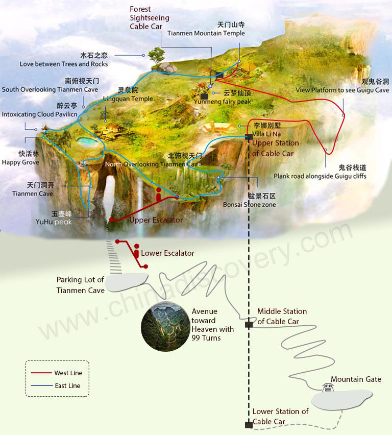 Zhangjiajie Tianmen Mountain Map