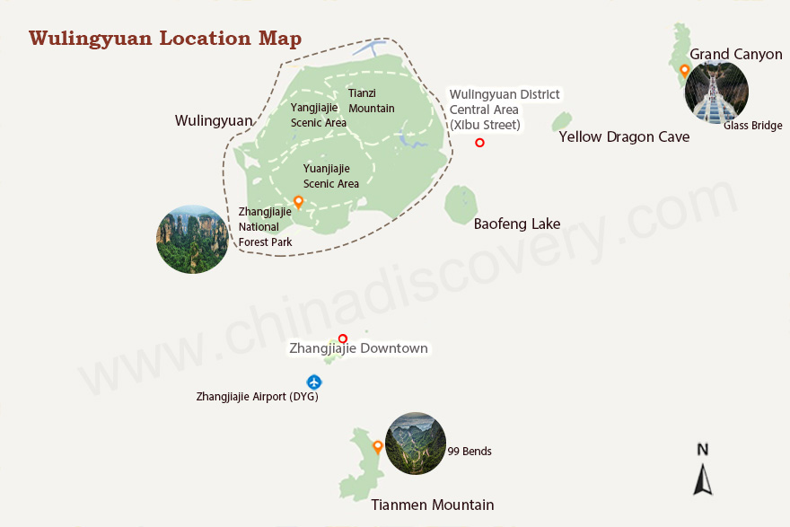 Wulingyuan Scenic Area Location Map