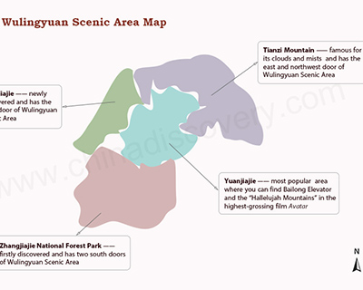 Wulingyuan Areas Map