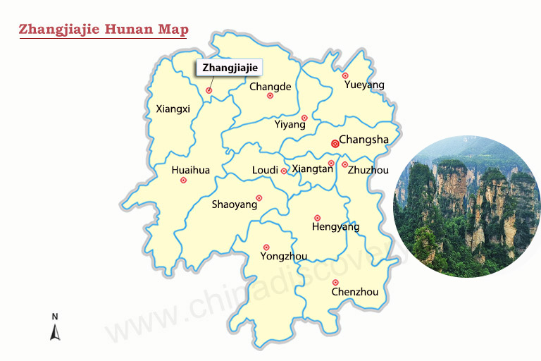 Zhangjiajie Hunan Map