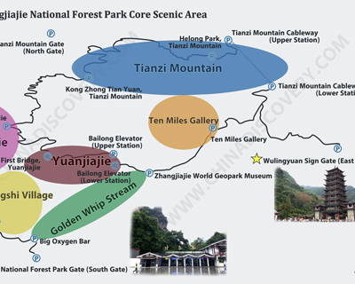 Zhangjiajie National Forest Park Map