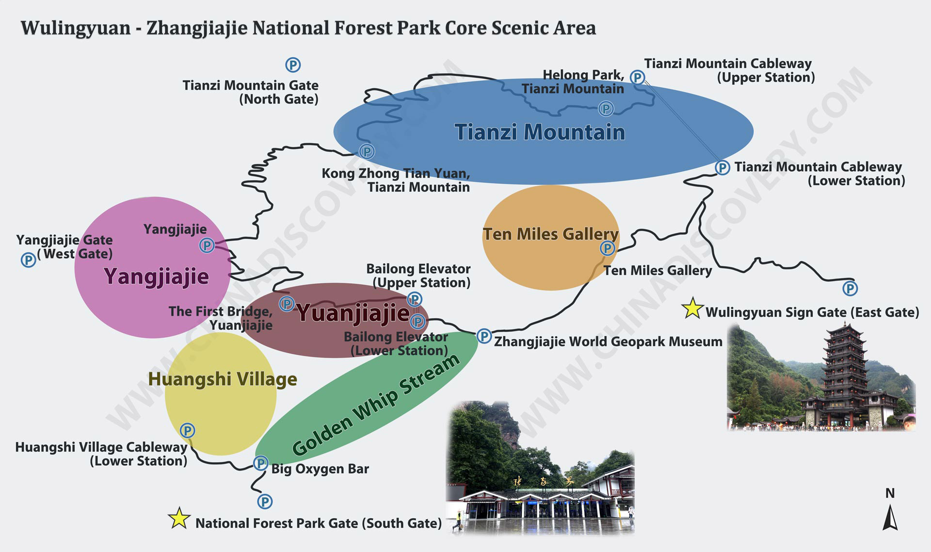 Zhangjiajie National Forest Park Map