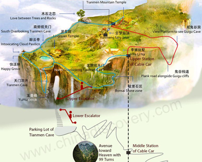 Zhangjiajie Tianmen Mountain Tourist Map