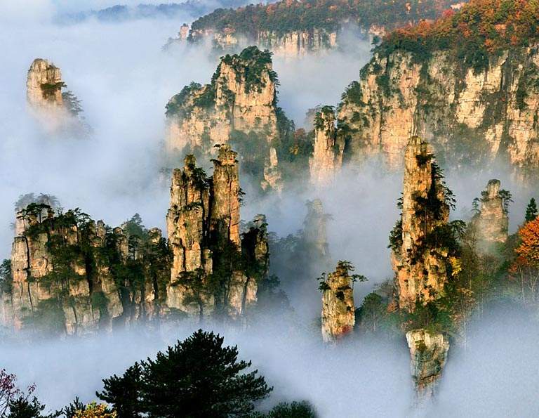 Mysterious Sea of Clouds at Tianzi Mountain