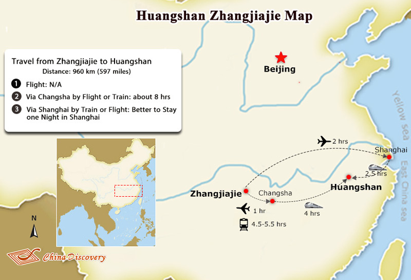 Zhangjiajie Huangshan Transfer Map