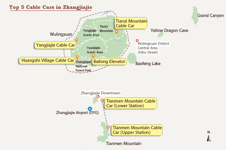 Zhangjiajie Cable Car Map