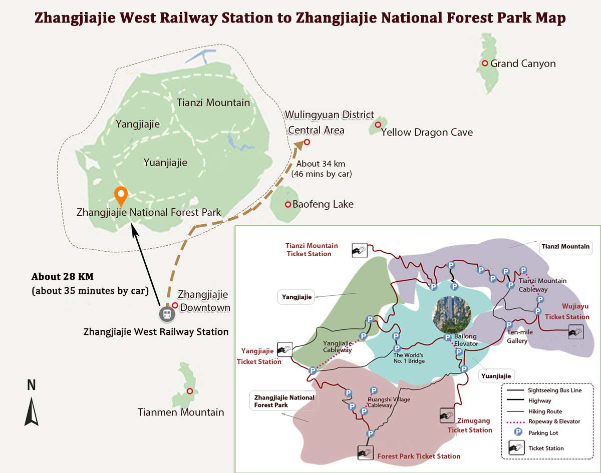 Zhangjiajie Railway Station to Zhangjiajie National Forest Park