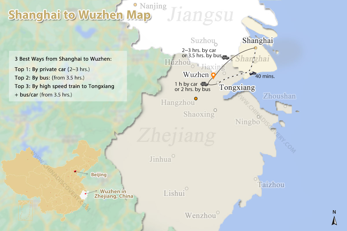 Shanghai to Wuzhen Map