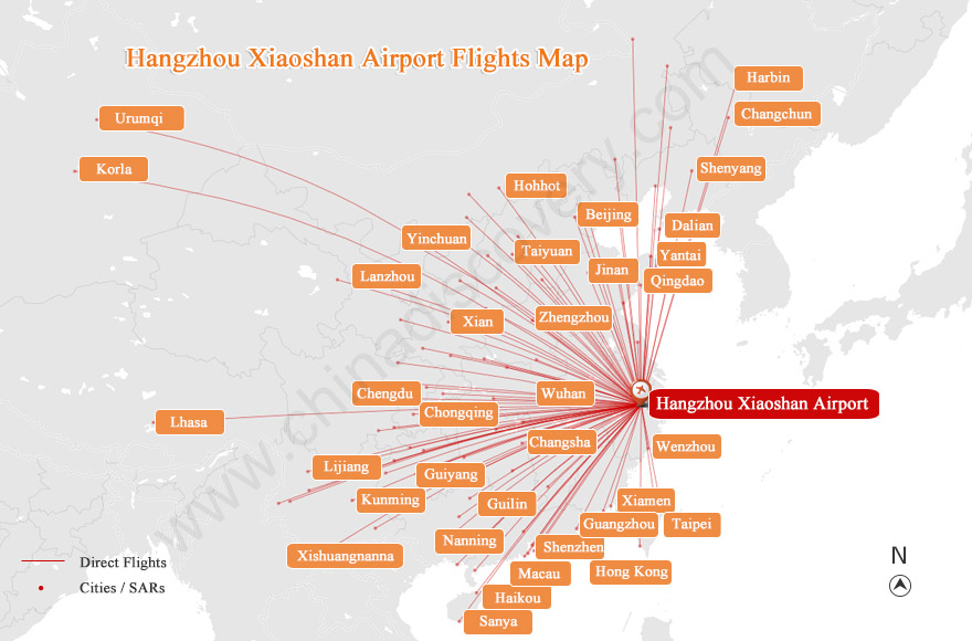 Hangzhou Flights Map