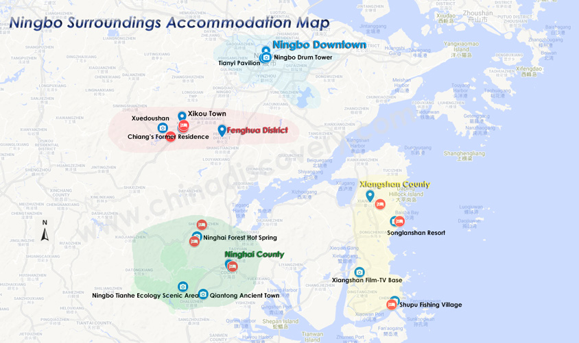 Map of Ningbo Surrounding Accommodation Map of Ningbo Surrounding Accommodation