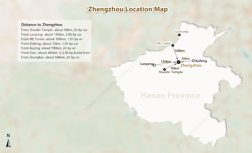 Zhengzhou China Location map