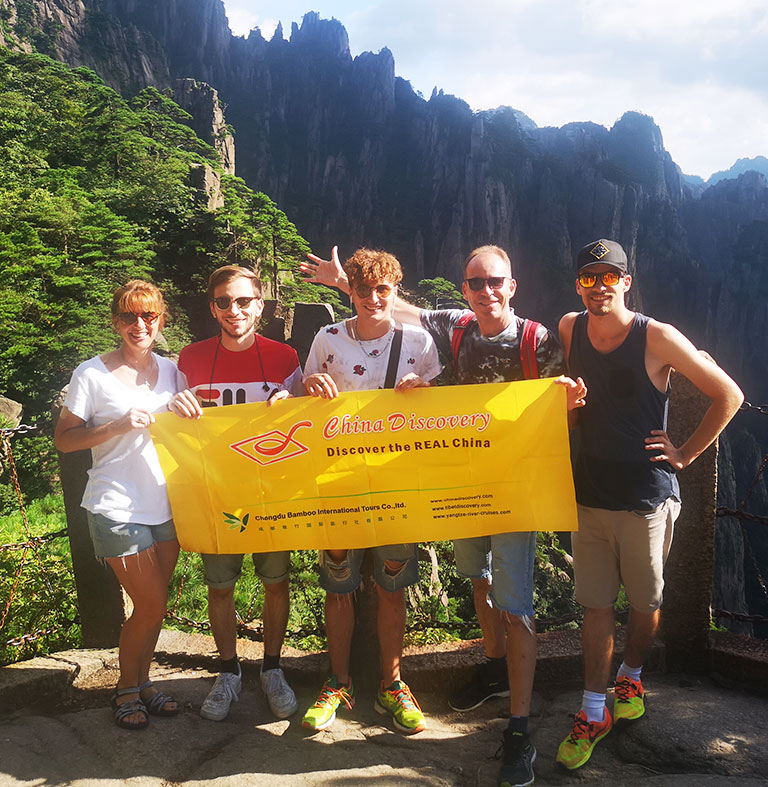 Thierry and family from USA visited Yellow Mountain in Huangshan City in 2019 China Discovery