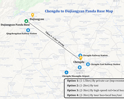 Chengdu to Dujiangyan Panda Base Map