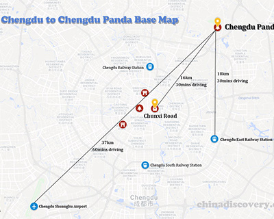 Chengdu to Chengdu Panda Base Map