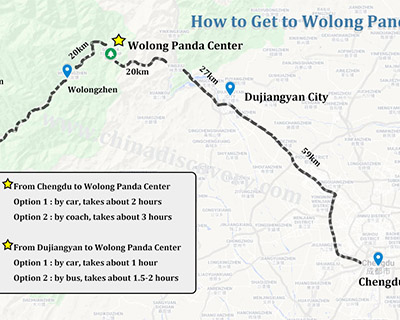 Chengdu to Wolong Panda Base Map