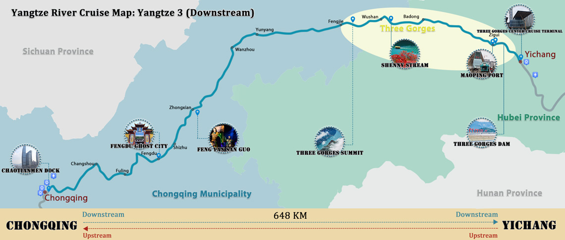 Changjiang Cruises Yangtze Map