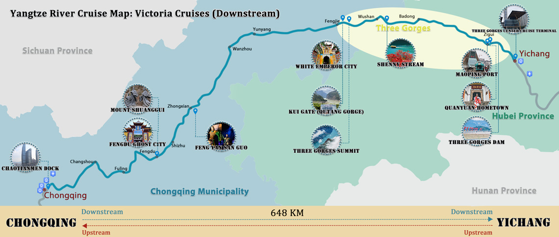 Victoria Cruises Yangtze Map